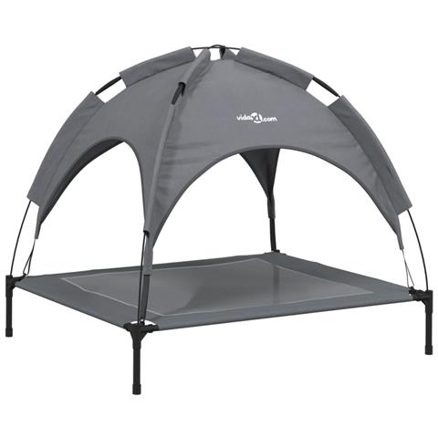 Lettino Per Cani Con Tetto Tessuto Oxford Antracite E Acciaio - Foto 1