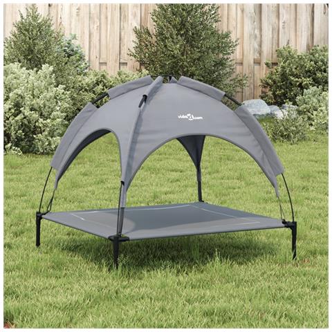 Lettino Per Cani Con Tetto Tessuto Oxford Antracite E Acciaio - Foto 2