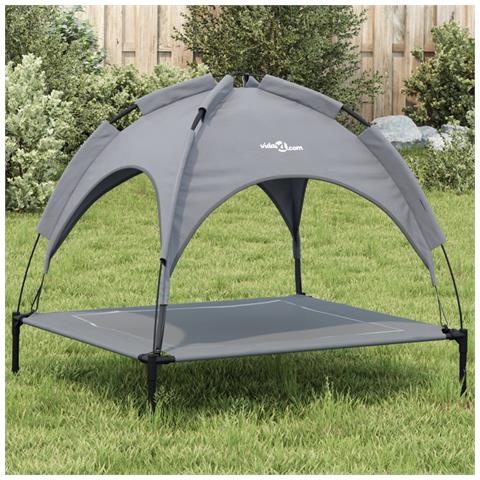 Lettino Per Cani Con Tetto Tessuto Oxford Antracite E Acciaio - Foto 8