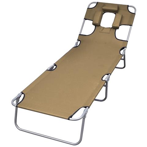 Lettino Pieghevole E Cuscino Schienale Regolabile Grigio Talpa - Foto 2