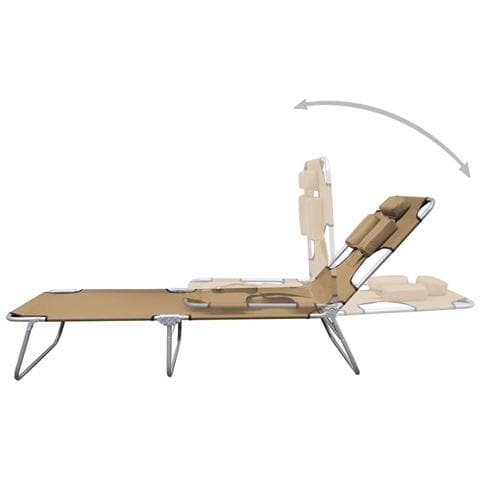 Lettino Pieghevole E Cuscino Schienale Regolabile Grigio Talpa - Foto 1