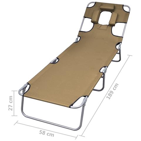 Lettino Pieghevole E Cuscino Schienale Regolabile Grigio Talpa - Foto 7