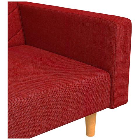 Divano Letto a 2 Posti con 2 Cuscini Rosso Vino in Tessuto - Foto 9