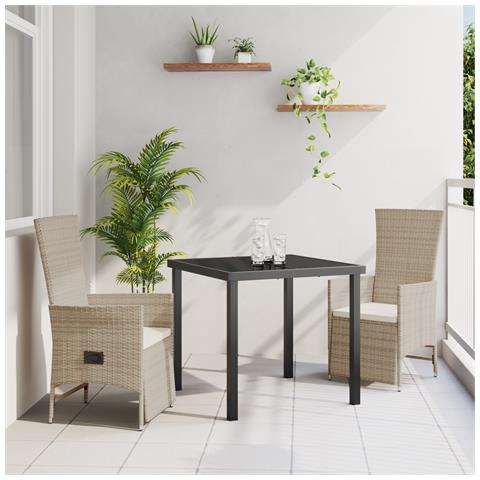 Set da Pranzo per Giardino con Cuscini Beige in Polyrattan - Foto 2