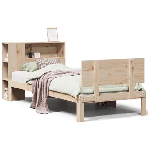 Letto Libreria senza Materasso 90x190 cm Legno Massello Pino - Foto 1