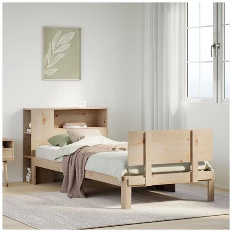 Letto Libreria senza Materasso 90x190 cm Legno Massello Pino - Foto 2