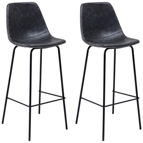 Set Di 2 Sgabelli Da Bar Vintage Lucien Grigio Scuro - Altezza Seduta 75cm - Foto 1
