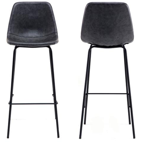 Set Di 2 Sgabelli Da Bar Vintage Lucien Grigio Scuro - Altezza Seduta 75cm - Foto 5
