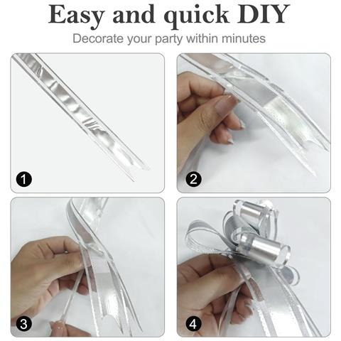 Set Di 12 Fiocchi Regalo Due Misure Decorazione Regali Argento - Foto 2