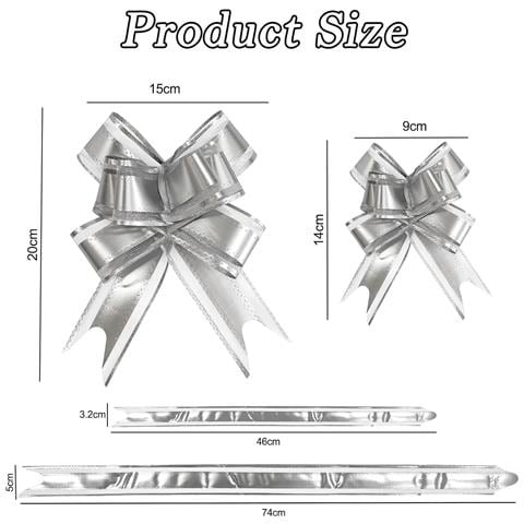 Set Di 12 Fiocchi Regalo Due Misure Decorazione Regali Argento - Foto 5