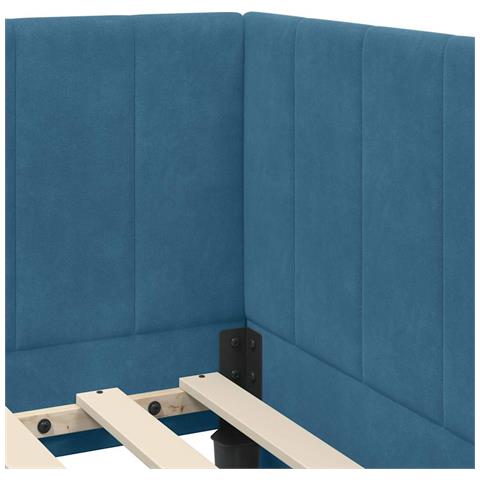 Cornice del letto ad angolo Blu 90 x 190 cm Velluto - Foto 9