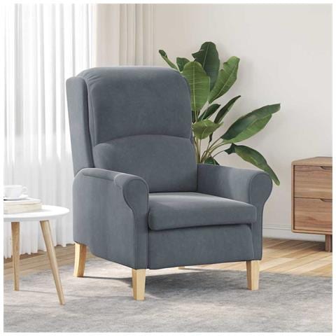 poltrona Grigio scuro 76 x 94 x 102 cm Velluto - Foto 2