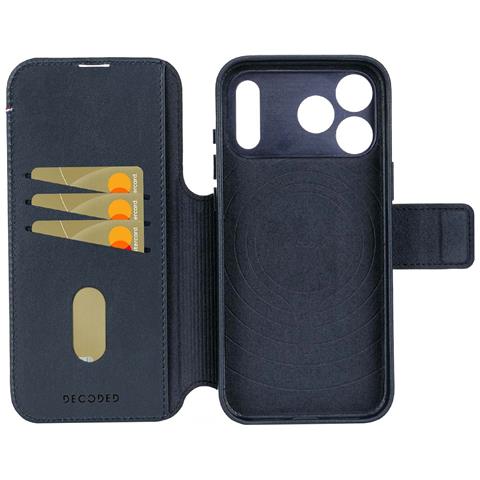 Custodia A Libro Per Iphone 17 Pro Magsafe In Pelle Con Cover Staccabile, Blu Marina - Foto 2