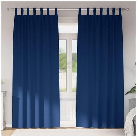Tende con tende 2 pcs Blu scuro 245x140cm Poliestere - Foto 2