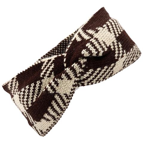 Fascia Per Capelli A Nodo Scozzese In Acrilico - Elastica Per Yoga E Sport, Scaldorecchie Brown+beige - Foto 2