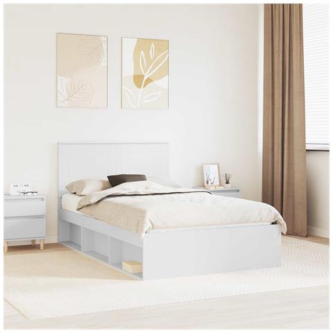 Struttura del letto Bianco 120 x 200 cm Pino massello - Foto 2