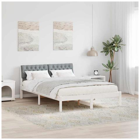 Struttura del Letto Bianco e grigio chiaro 135 x 190 cm - Foto 2