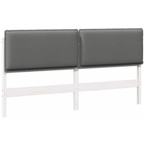 Testiera imbottita Bianco e grigio chiaro 200 cm Pino massello - Foto 1