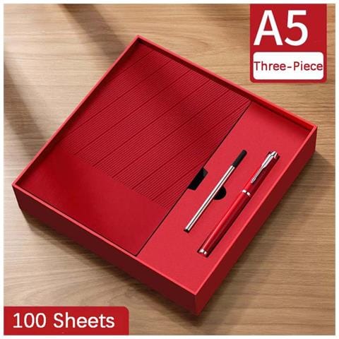 Quaderno A5 In Pelle Pu - 360 Pagine, Carta Spessa, Con Penna E Ricarica Red - Foto 3