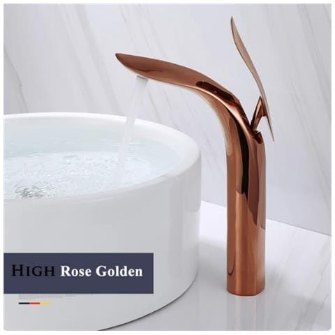 Rubinetto per lavabo da bagno, Blackswan, tipo M320, modello alto in oro rosa, montaggio su piano, dimensioni 34,7 cm - Foto 2