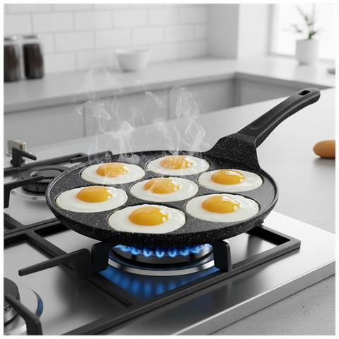 Padella Per Pancake Per 7 Persone Con Rivestimento Antiaderente Minerale, Nero - Foto 5