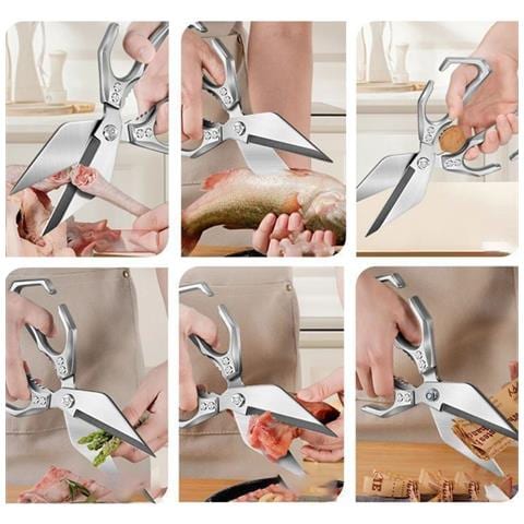 Forbici Da Cucina Multifunzionali Per Impieghi Gravosi - Cesoie Per Alimenti Per Il Taglio Delle Ossa Black - Foto 4
