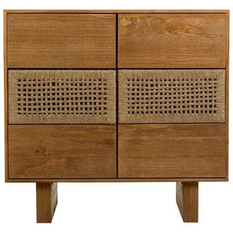Cassettiera In Legno E Corda Intrecciata Marrone 80x36x75h - Foto 2