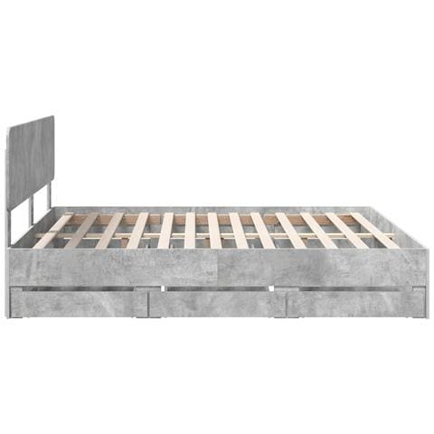 Struttura del letto con cassetto Grigio cemento 200 x 200 cm - Foto 9