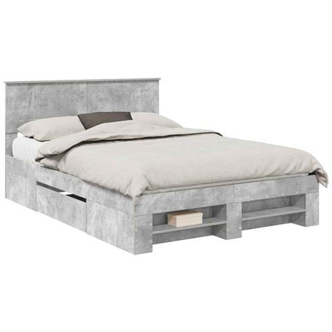 Struttura del letto con testiera Grigio cemento 160 x 200 cm - Foto 1