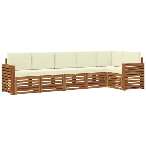 Set divani 6 pcs Naturale e Crema Legno di Acacia Massello - Foto 1