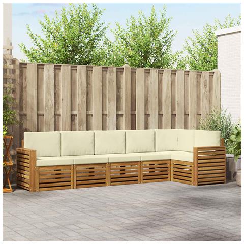 Set divani 6 pcs Naturale e Crema Legno di Acacia Massello - Foto 2
