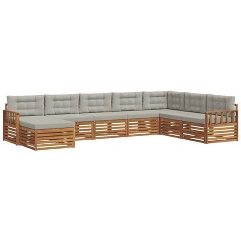 Set divani con cuscino 8 pcs Grigio Naturale e Chiaro - Foto 1