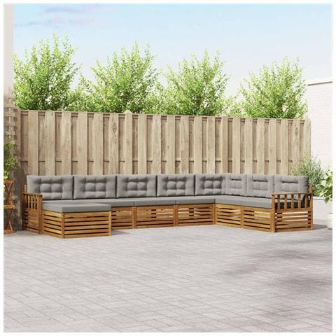 Set divani con cuscino 8 pcs Grigio Naturale e Chiaro - Foto 2