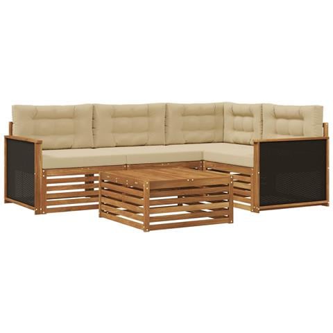 Set di divani da esterno 5 pcs Naturale e Beige 79 x 79 x 37 cm - Foto 1