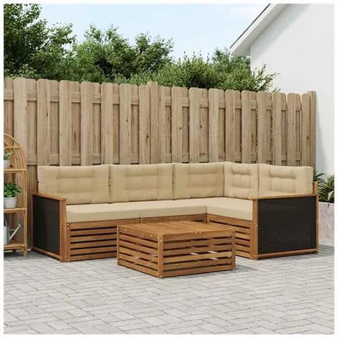 Set di divani da esterno 5 pcs Naturale e Beige 79 x 79 x 37 cm - Foto 2