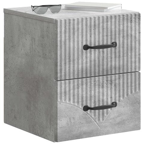 Mobiletto da notte a muro con cassetto 2 pcs Grigio Cemento - Foto 2