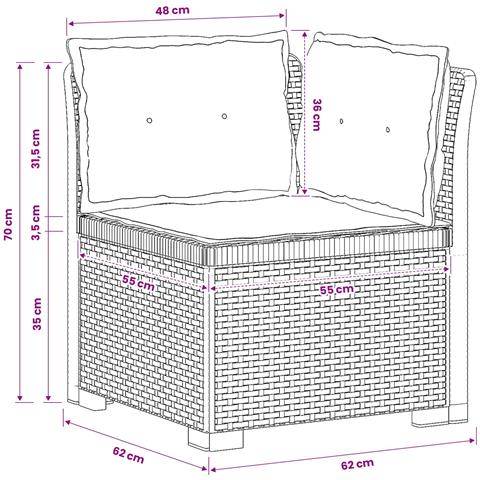 Divano da Giardino a 1 Posto con Cuscini Aspetto Rattan PP - Foto 9