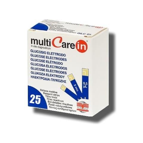Strisce Misurazione Glicemia Multicare in Glucosio Elettrodo 25 Pezzi - Foto 1
