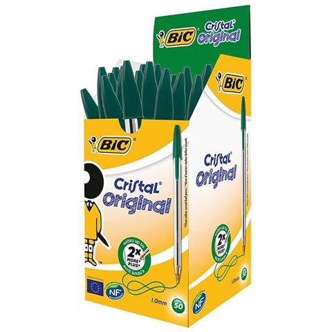 10 Penne A Sfera Bic Cristal Original Inchiostro Verde Medium Punta 1 Mm Sfuse - Foto 1
