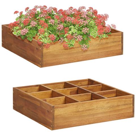 Fioriera Da Giardino In Massello D'acacia 60x60x15 Cm - Foto 1