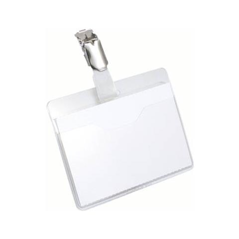 810619 - Portanome Con Clip Ruotabile, Tasca Aperta, Combinabile, 60x90 Mm, Trasparente, Confezione Da 25 Pezzi - Foto 1