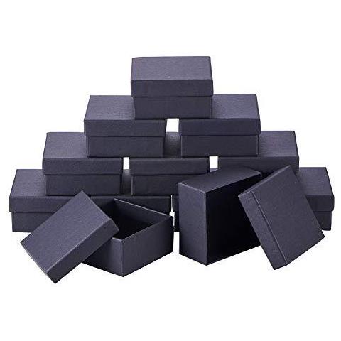 12 Pz Scatola Di Cartone Insieme Dei Monili Scatola Nera Anello Box Per Ring Collana Conservazione Ed Esposizione 7x7x3.5cm - Foto 1