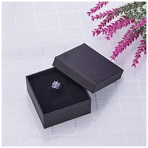 12 Pz Scatola Di Cartone Insieme Dei Monili Scatola Nera Anello Box Per Ring Collana Conservazione Ed Esposizione 7x7x3.5cm - Foto 4