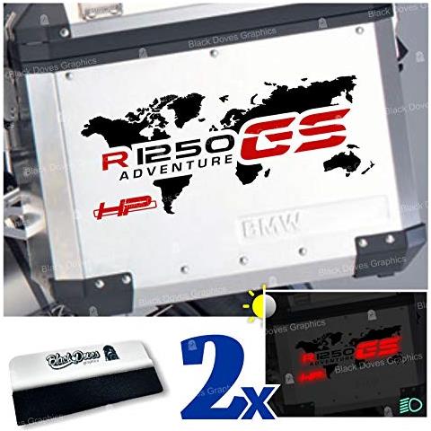 2pcs Adesivi World R1250gs Hp Adventure Compatibile Con R1250 Gs R 1250 Hp Spatola In Omaggio (nero / rosso) - Foto 1