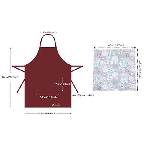 Grembiule Da Cucina Impermeabile Regolabile Chef Grembiule Con Tasche Per La Casa Ristorante Artigianato Giardino Barbecue Scuola Coffee House Grembiule Per Donne Degli Uomini (1x Grembiule Asciugamano 1 X Cucina)  - Foto 2