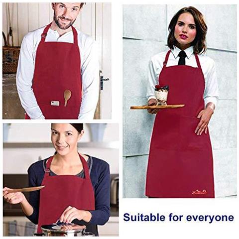 Grembiule Da Cucina Impermeabile Regolabile Chef Grembiule Con Tasche Per La Casa Ristorante Artigianato Giardino Barbecue Scuola Coffee House Grembiule Per Donne Degli Uomini (1x Grembiule Asciugamano 1 X Cucina)  - Foto 4