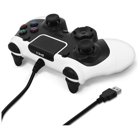 Joystick Ps4 / Pc Cablato Usb Vibrazione Sixaxis Tasti Reattivi Linq Nero Bianco - Foto 10