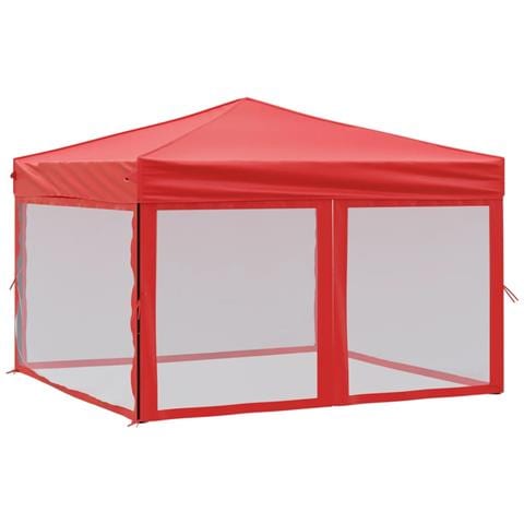 Tenda Per Feste Pieghevole Con Pareti Laterali Rosso 3x3 M - Foto 1