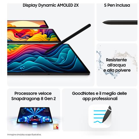 Galaxy Tab S9 5G 128GB 8GB Ram 11" 2560 x 1600 Pixel Android 13 Grafite Italia - Foto 2
