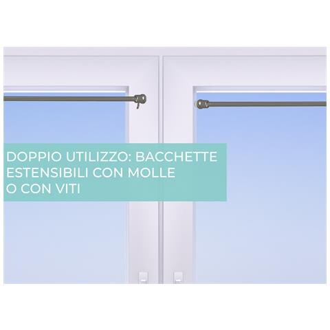 Bacchette Tende A Pressione Bastone Tenda Estensibile Astina Con Molla 50-70 Bianco - Foto 5